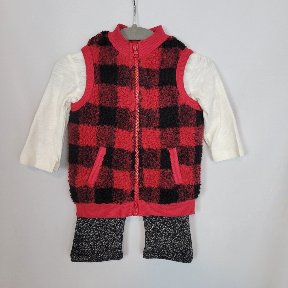 NEW - First Impressions Boy's 3-piece set (shirt, pants, & Vest) in Red & Black